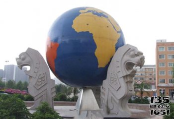 地球仪雕塑-公园大理石创意玻璃钢彩绘地球仪雕塑