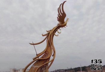 凤凰雕塑-公园景区创意不锈钢飞翔的凤凰雕塑