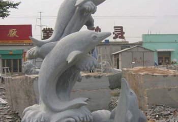 海豚雕塑-农场摆放多只石雕海豚雕塑