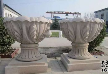 花盆雕塑-大理石景观石雕花盆雕塑