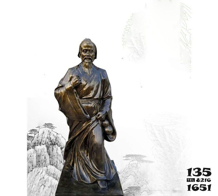 华佗雕塑-景区玻璃钢仿铜古代名医华佗雕塑高清图片