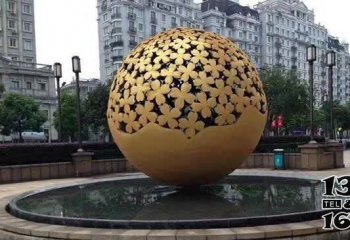 镂空球雕塑-广场创意抽象金属镂空球雕塑