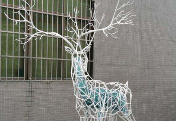 鹿雕塑-别墅大型景观装饰品铁艺镂空鹿雕塑