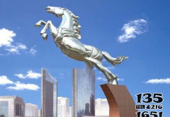 马雕塑-城市不锈钢镜面腾飞的马雕塑