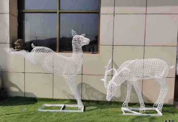 梅花鹿雕塑-公园玩耍的铁艺工艺品梅花鹿雕塑