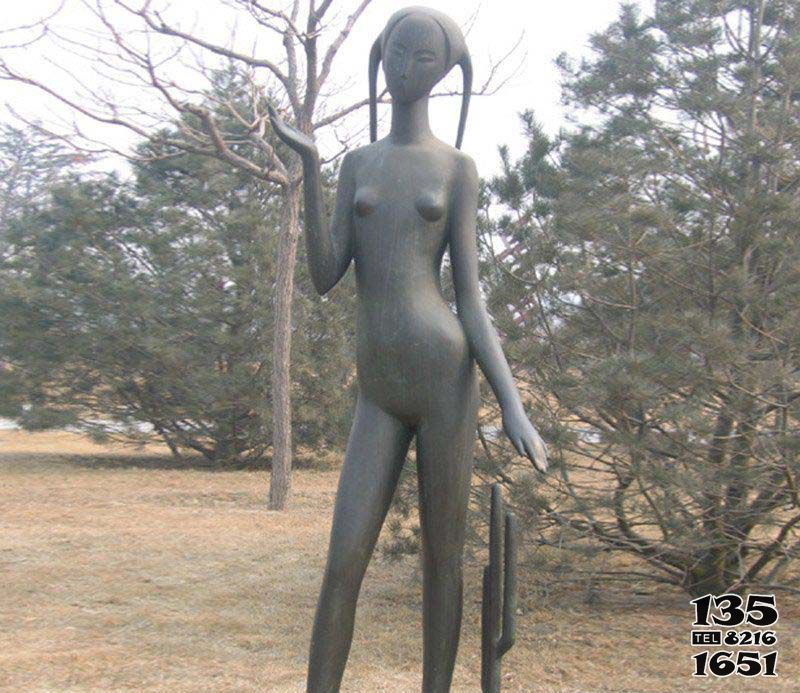 女孩雕塑-公园抽象人物铜雕女孩雕塑高清图片