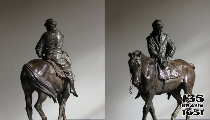 骑马雕塑-公园玻璃钢少数民族骑马雕塑高清图片
