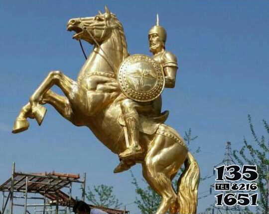 骑马雕塑-景区古罗马战士黄铜骑马雕塑高清图片