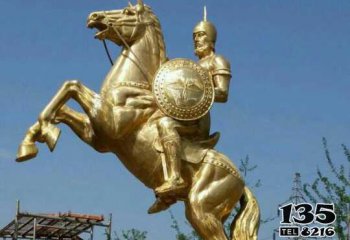 骑马雕塑-景区古罗马战士黄铜骑马雕塑