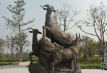 三羊开泰雕塑-公园不锈钢仿铜户外园林大型景观三羊开泰雕塑