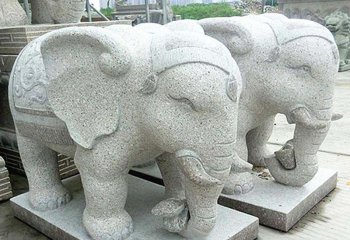 大象雕塑-户外景区创意砂石石雕大象雕塑