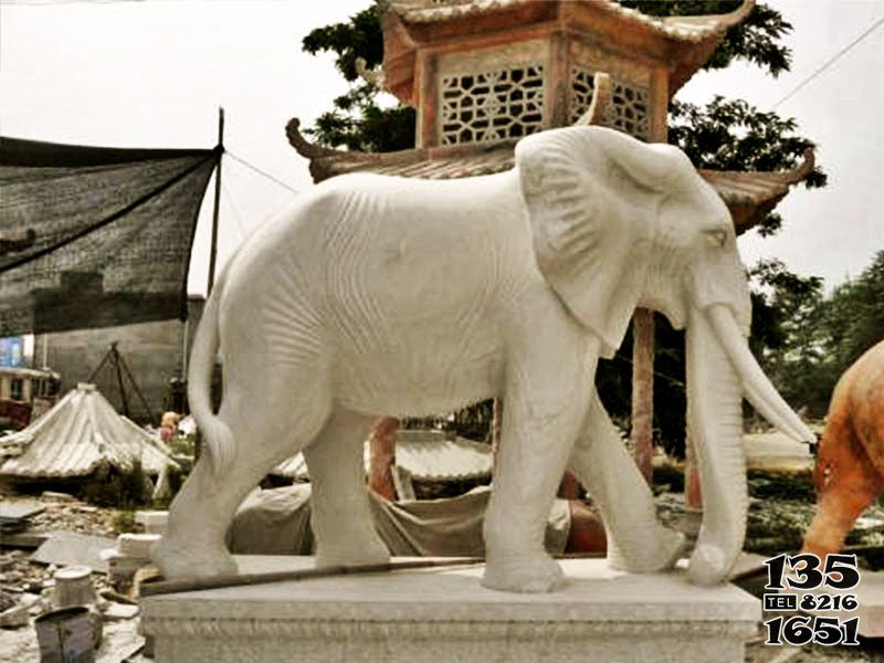 大象雕塑-寺庙庭院石雕创意大型户外园林景观装饰品大象雕塑高清图片