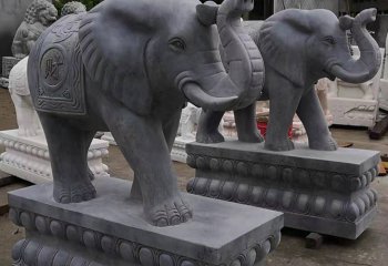 大象雕塑-庭院别墅门口砂石石雕大象雕塑