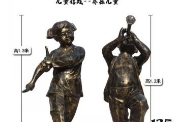 儿童雕塑-公园铜雕奏乐嬉戏的儿童雕塑