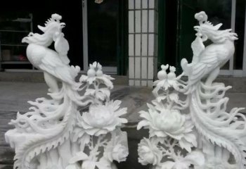 凤凰雕塑-公园汉白玉抽象石雕浮雕凤凰雕塑