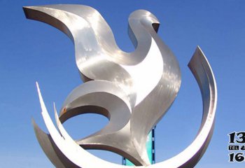 鸽子雕塑-公园创意抽象不锈钢镜面切面锻造鸽子雕塑