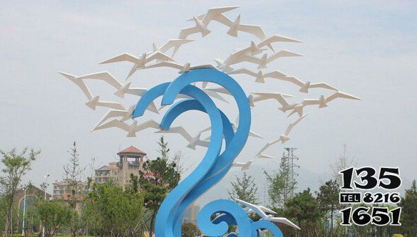 鸽子雕塑-玻璃钢公园创意个性放飞的鸽子雕塑高清图片