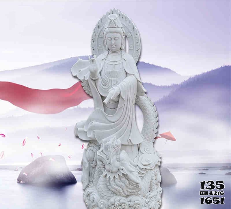观音菩萨雕塑-景区汉白玉石雕大型观音菩萨雕塑高清图片