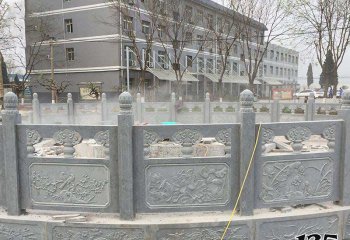 栏杆栏板雕塑-小区喷泉青石围栏景观