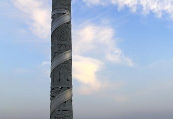 龙柱雕塑-不锈钢广场景观抽象龙柱雕塑