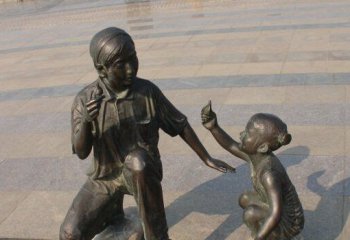 母女雕塑-公园人物铜雕做游戏的母女雕塑