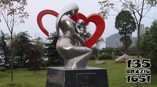 亲情雕塑-不锈钢公园母爱抽象亲情雕塑高清图片