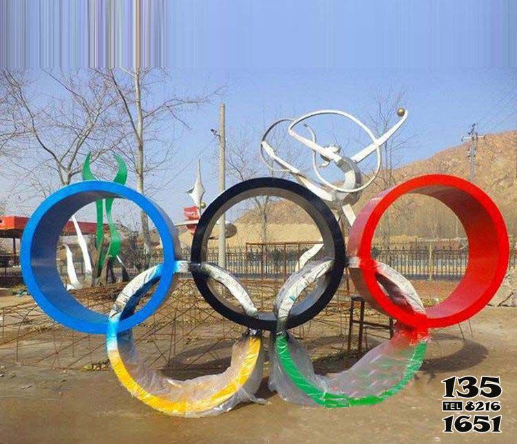 奥运雕塑-公园不锈钢五环奥运雕塑高清图片