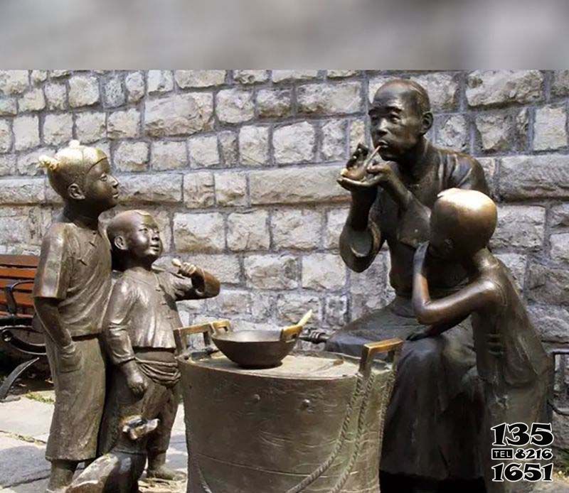 吹糖人雕塑-广场吹糖人铸造小品人物玻璃钢仿铜雕高清图片