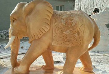 大象雕塑-广场景区黄蜡石石雕大象雕塑