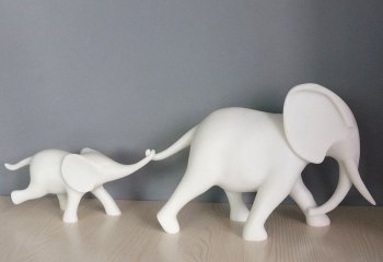 大象雕塑-室内创意汉白玉石雕小象拉着大象雕塑