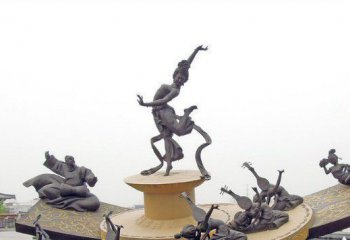 弹奏人物雕塑-公园广场弹琵琶抽象创意弹雕塑