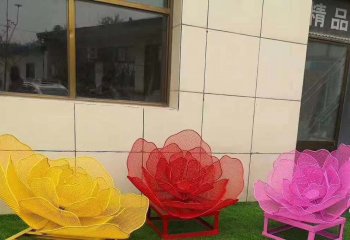 花朵雕塑-不锈钢镂空彩绘创意公园装饰品工艺花朵雕塑