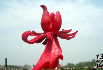 花朵雕塑-广场不锈钢红色紫荆花雕塑