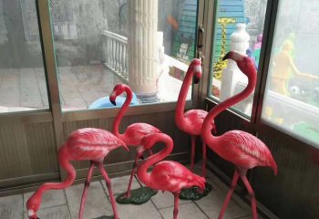 火烈鸟雕塑-景区游园几何玻璃钢彩绘火烈鸟雕塑