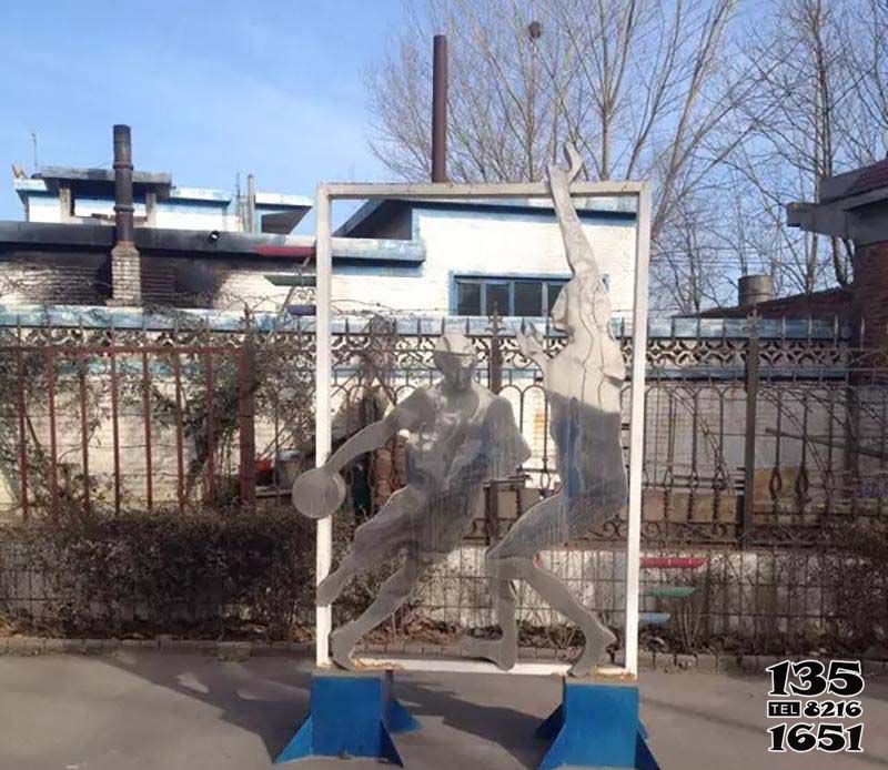 篮球雕塑-公园不锈钢剪影打篮球运动摆件雕塑高清图片