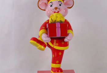 老鼠雕塑-玻璃钢彩绘阖家欢乐老鼠雕塑