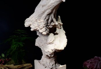 老鹰雕塑-花园动物园摆放大理石老鹰雕塑