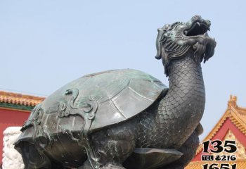 龙龟雕塑-景区里摆放的行走的玻璃钢喷漆龙龟雕塑
