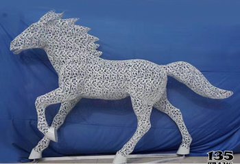马雕塑-街道创意奔跑的不锈钢创意马雕塑