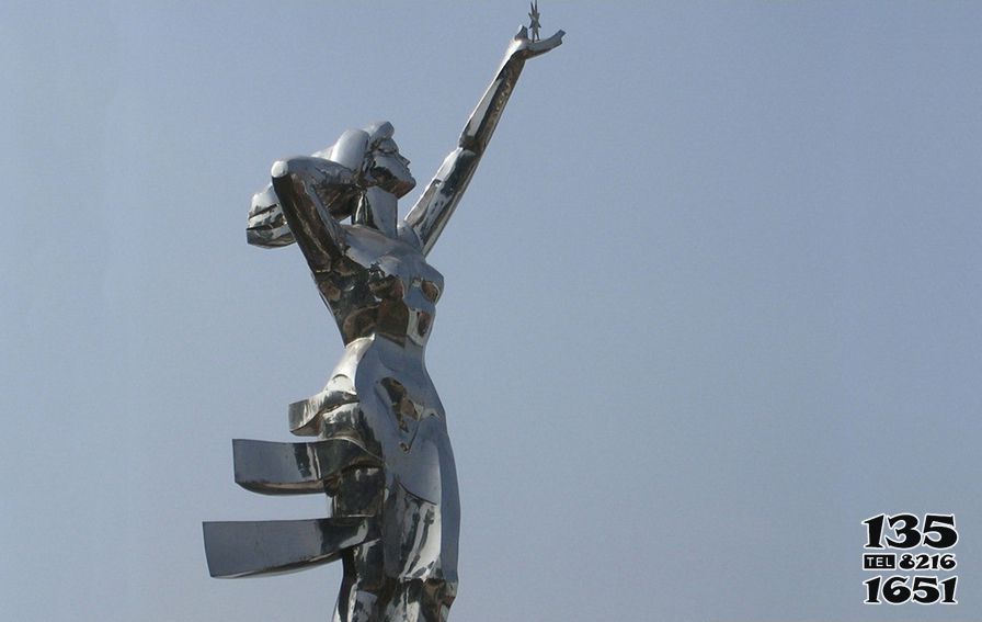 女孩雕塑-不锈钢抽象女神公园景观女孩雕塑高清图片