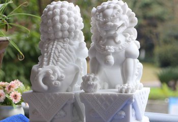 狮子雕塑-汉白玉石雕创意仿真动物狮子雕塑