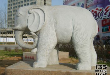 大象雕塑-大型仿真动物大理石石雕行走的大象雕塑
