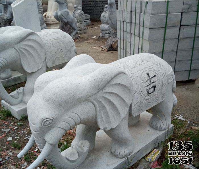 大象雕塑-公园汉白玉石雕吉祥如意大象雕塑