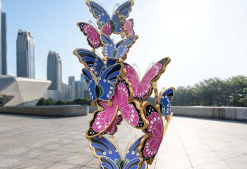 蝴蝶雕塑-多只不锈钢创意蝴蝶雕塑