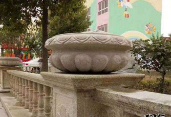 花盆雕塑-公园砂石石雕景观花盆雕塑