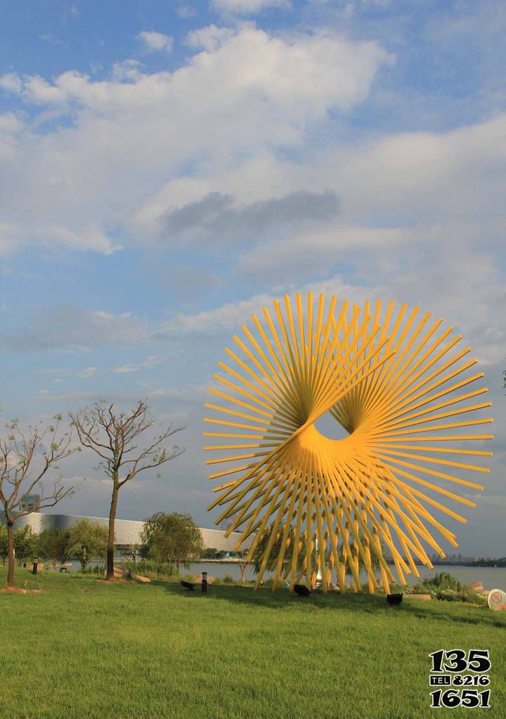 景观雕塑-户外草坪不锈钢抽象艺术黄色景观雕塑