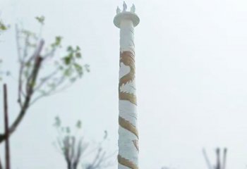 龙柱雕塑-园林景观大理石漆金龙柱