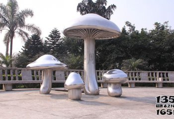 蘑菇雕塑-景区不锈钢大小不一的蘑菇雕塑