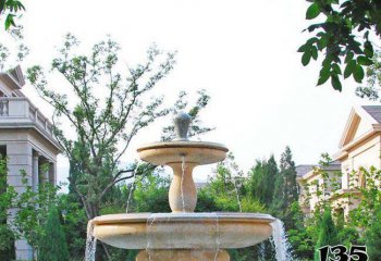 喷泉雕塑-别墅景观晚霞红喷泉石雕