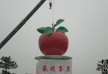 苹果雕塑-公园广场摆放不锈钢水果红苹果雕塑